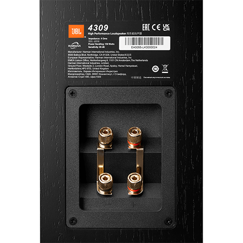 JBL 4309 Dual sets of gold-plated binding posts with shorting straps. - Image